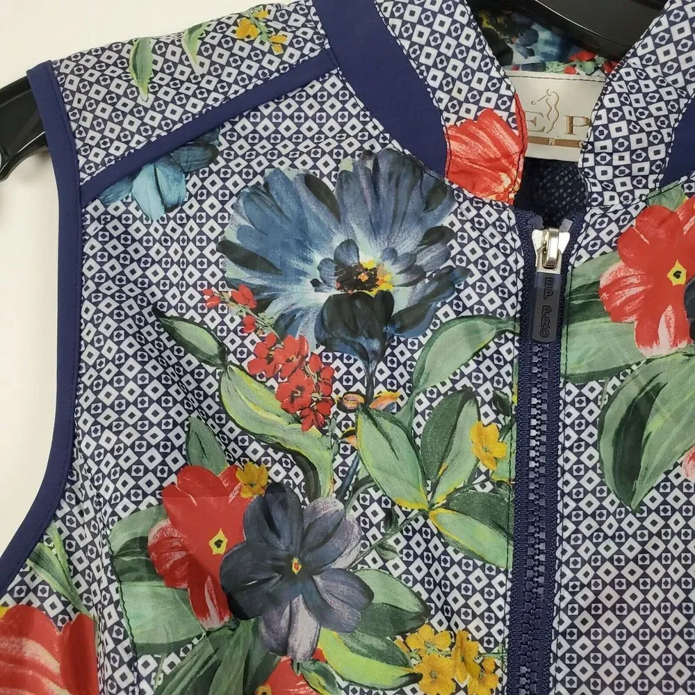 EP Pro Women's Golf Vest Size S Blue Floral Mesh Lined Rittenhouse‎